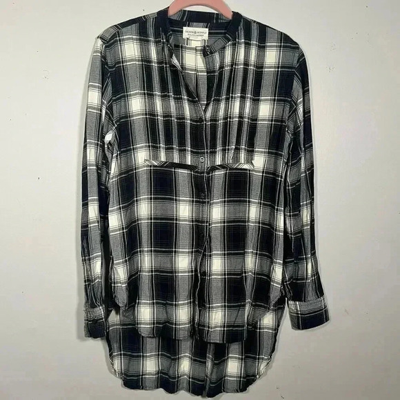 Ralph Lauren Denim & Supply Black Cream Plaid Flannel Women’s Top Size Large EUC - Picture 1 of 7